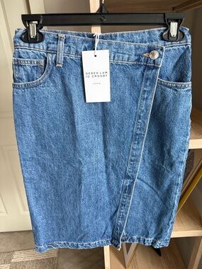 10 Crosby Derek Lam Blue Denim Midi Skirt